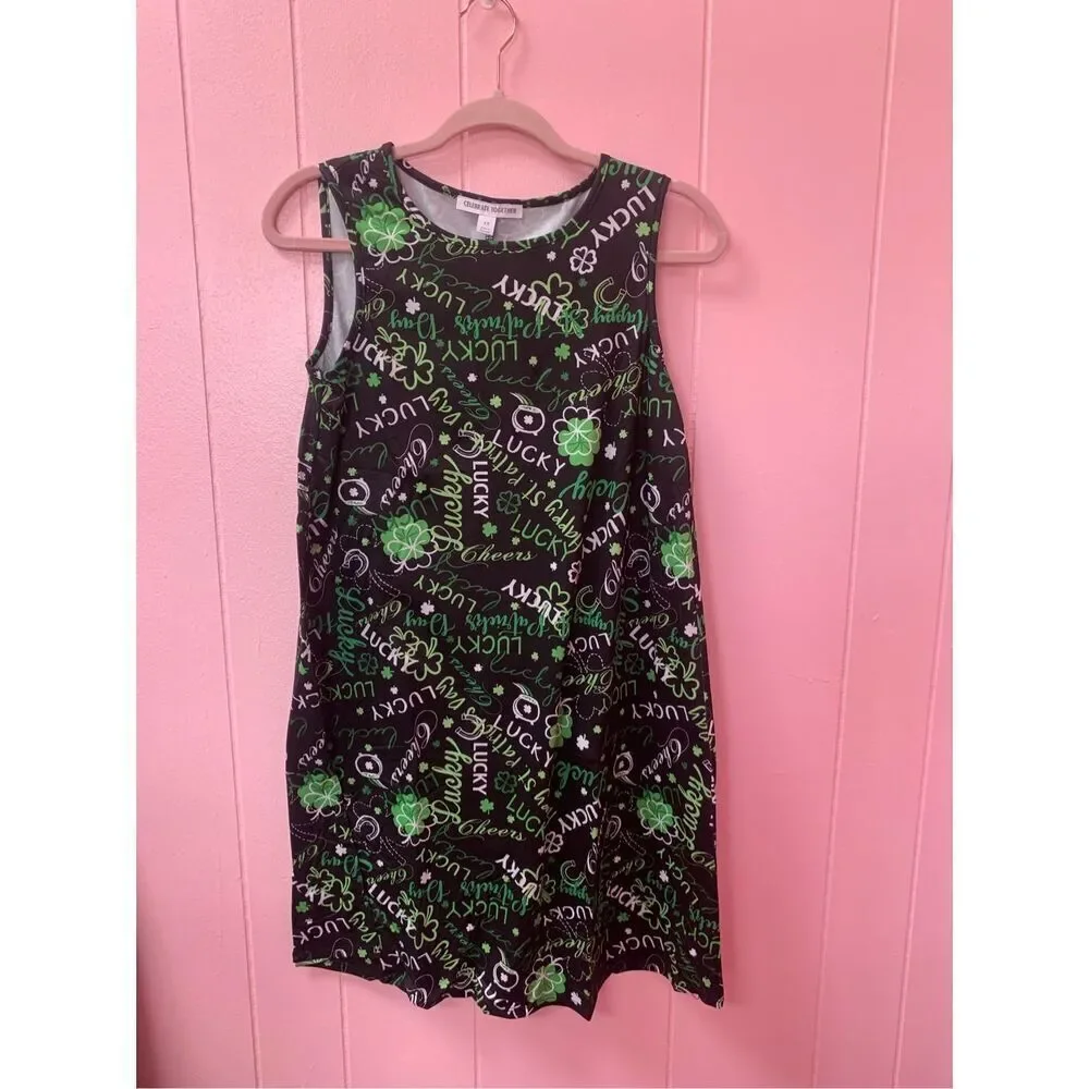 Celebrate Together Women's Black Lucky St. Patrick's Day Shift Dress Size XS NWT